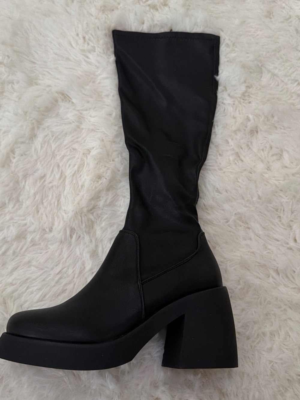 Steve Madden Black Mid-Calf Block Heel Boots